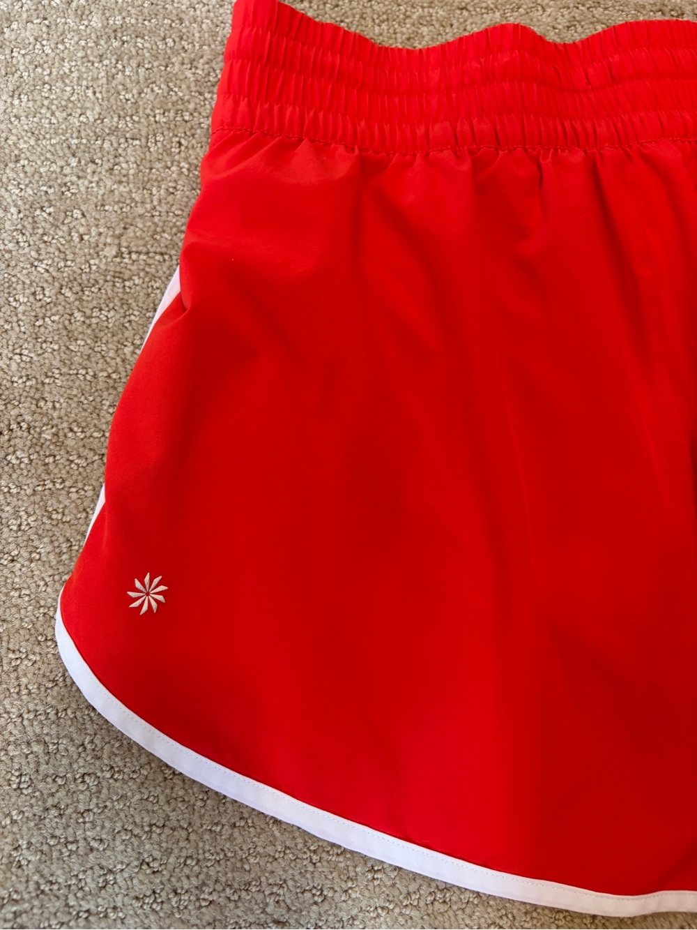 Athleta Bright Red Athletic Shorts with White Trim - Picture 4 of 4